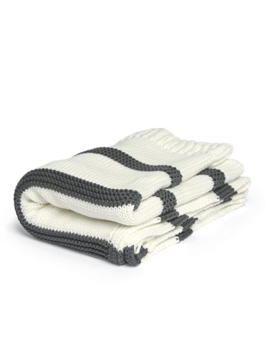 Kocyk Bawełniany Tkany Biały w czarne paski Mamas&Papas