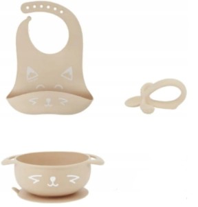Zestaw Obiadowy dla Dzieci Silikonowy Beige Babymoov