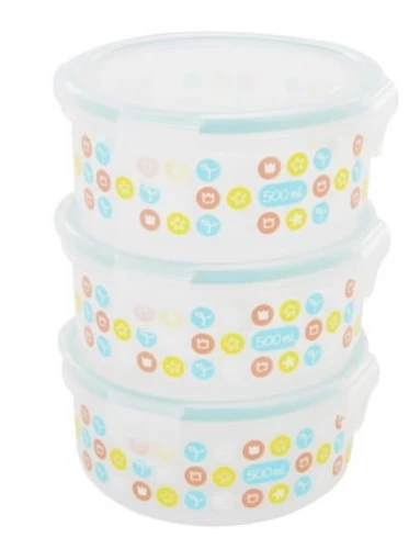 Pojemniki z pokrywkami + klips x 3szt 500ml Badabulle