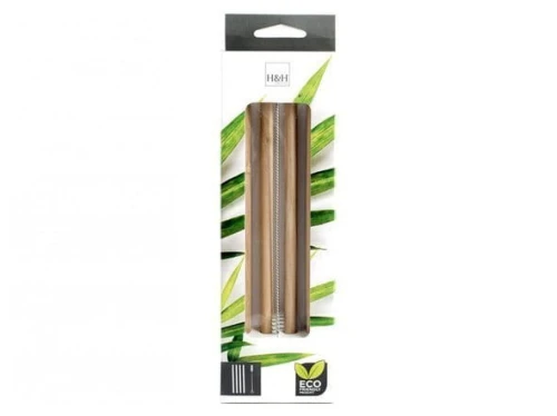 Słomki bambusowe do napojów + szczoteczka 4 szt. H&H LIFESTYLE