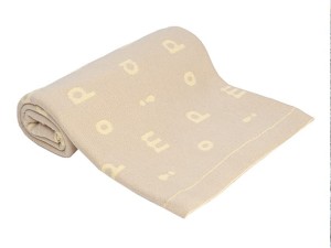 Kocyk bawełniany 80x100 cm piaskowy&żółty literki PIAPIMO