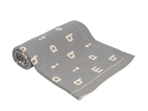 Kocyk bawełniany 80x100 cm szary&piaskowy literki PIAPIMO