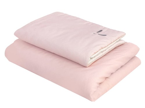 Pościel dziecięca z wypełnieniem 80x100 cm dwustronna różowy&piaskowy PIAPIMO