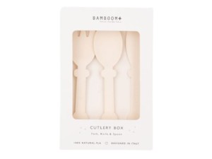 Zestaw sztućców dla dzieci z Bioplastiku Kremowy BAMBOOM