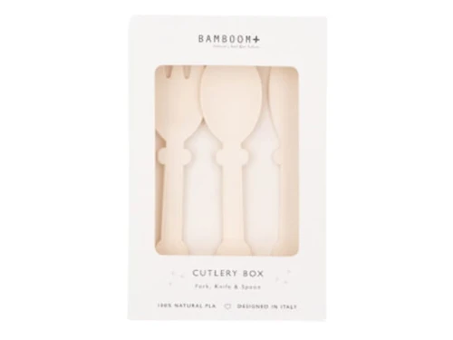 Zestaw sztućców dla dzieci z Bioplastiku Kremowy BAMBOOM