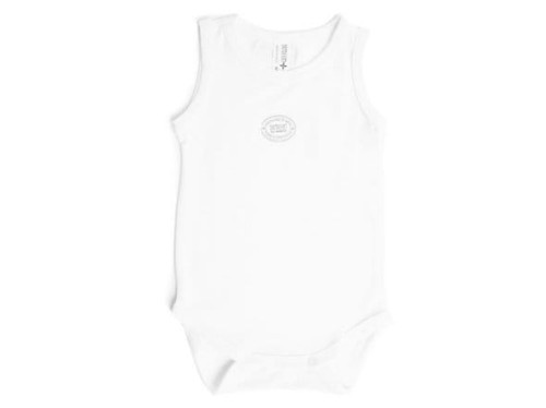 Body bambusowe bez rękawów Białe 9-12m BAMBOOM