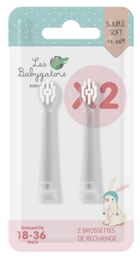 Zestaw 2 wymiennych główek do szczoteczki sonicznej 18-36m+Les Babygators