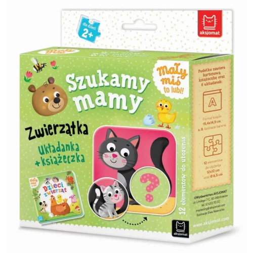 Mały miś to lubi! Szukamy mamy. Zwierzątka. Układanka + książeczka Aksjomat