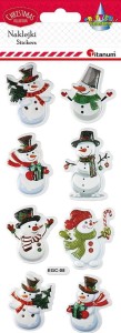 Naklejki świąteczne Bałwanki wypukłe 8el. Titanum