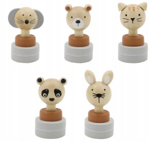 Drewniana pieczątka z tuszem Zwierzęta Askato