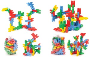 Duże Kolorowe Klocki Przestrzenne Domino 40 el.