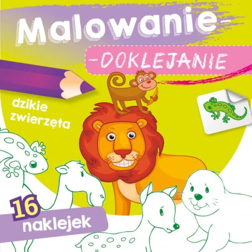 Malowanie doklejanie. Dzikie zwierzęta z naklejkami