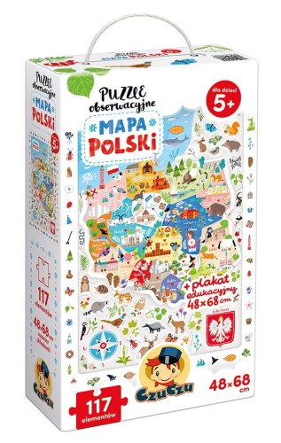 CzuCzu MAPA POLSKI puzzle obserwacyjne PLAKAT 5+