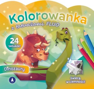Kolorowanka z tatuażami FLUO Dinozaury Święcą w ciemności