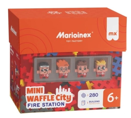 Marioinex Wafle Mini DUŻA REMIZA STRAŻACKA STRAŻ POŻARNA 280el 4 figurki