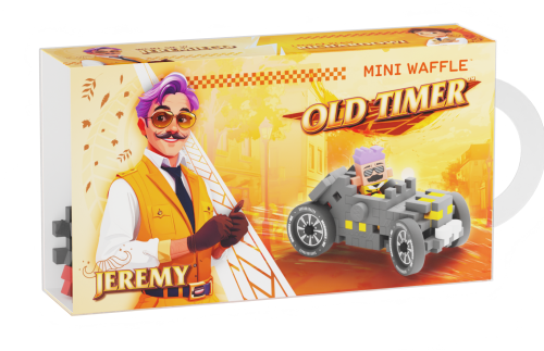 Marioinex Waffle Mini Samochody Old Timer, Jeremy 50 el. Grey wyścigi 2w1