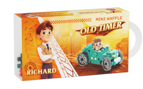 Marioinex Waffle Mini Samochody Old Timer Richard 50 el. Turkus wyścigi 2w1