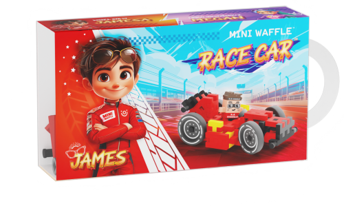 Marioinex Waffle Mini Samochody Race Car, James, 50 el. Red Wyścigi 2w1