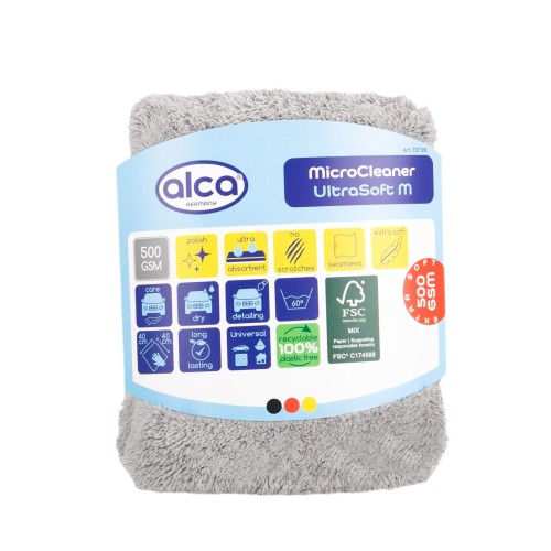 Ściereczka z mikrofibry UltraSoft L 40x40cm szara 500 g/m² Alca