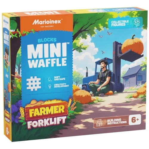 Marioinex klocki WAFFLE mini FARMER Wózek widłowy z dynią 50 el.
