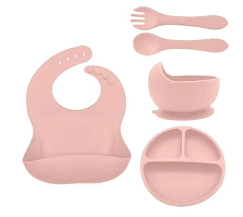 Zestaw do karmienia dla dzieci silikonowy Pink FilliKid