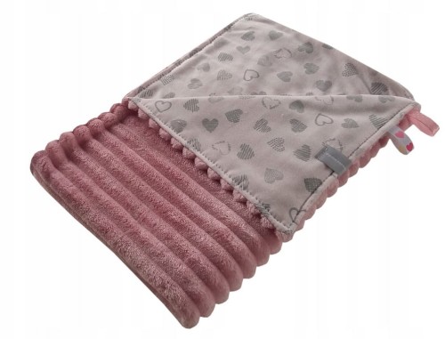 Kocyk Minky/Jersey FALE do wózka 75x100 Pink OLKA