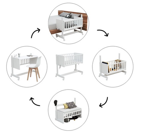  Łóżeczko Dostawka 5w1 Naturalny - White Osann