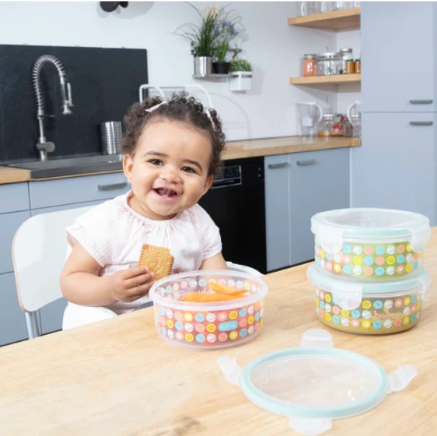 Badabulle Pojemniki z pokrywkami + klips x3 500ml